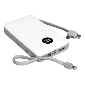 ED277 S-link P102 10000mAh PRM 2*USB+Type-C+Micro+Lightning Beyaz LCD Taşınabilir Pil Şarj Cihazı Powerbank