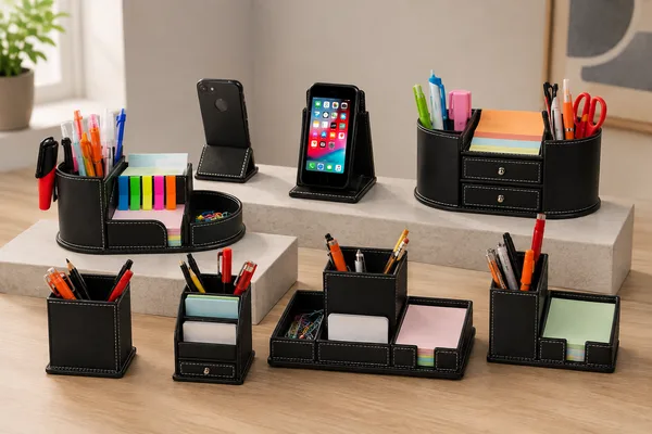 Deri Kalemlik ve Telefon Standı