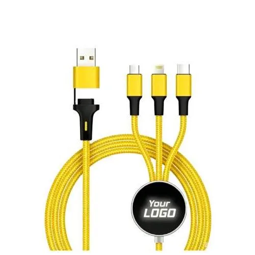6’sı 1 Arada Işıklı Logolu USB Şarj Kablosu — detay